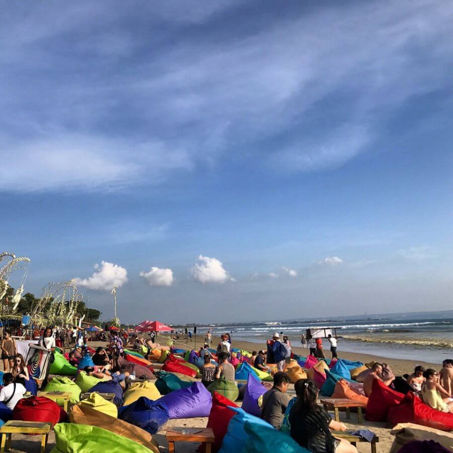 seminyak crowded beach summer