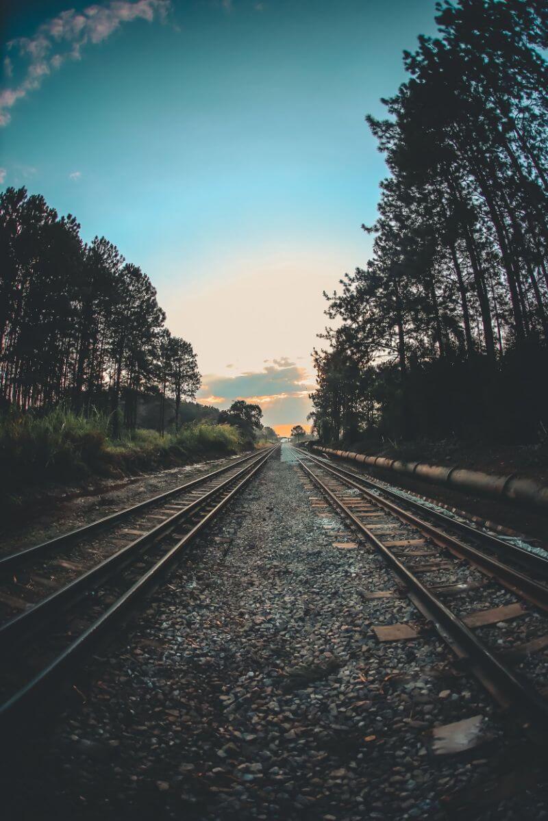 railway track at sunset 