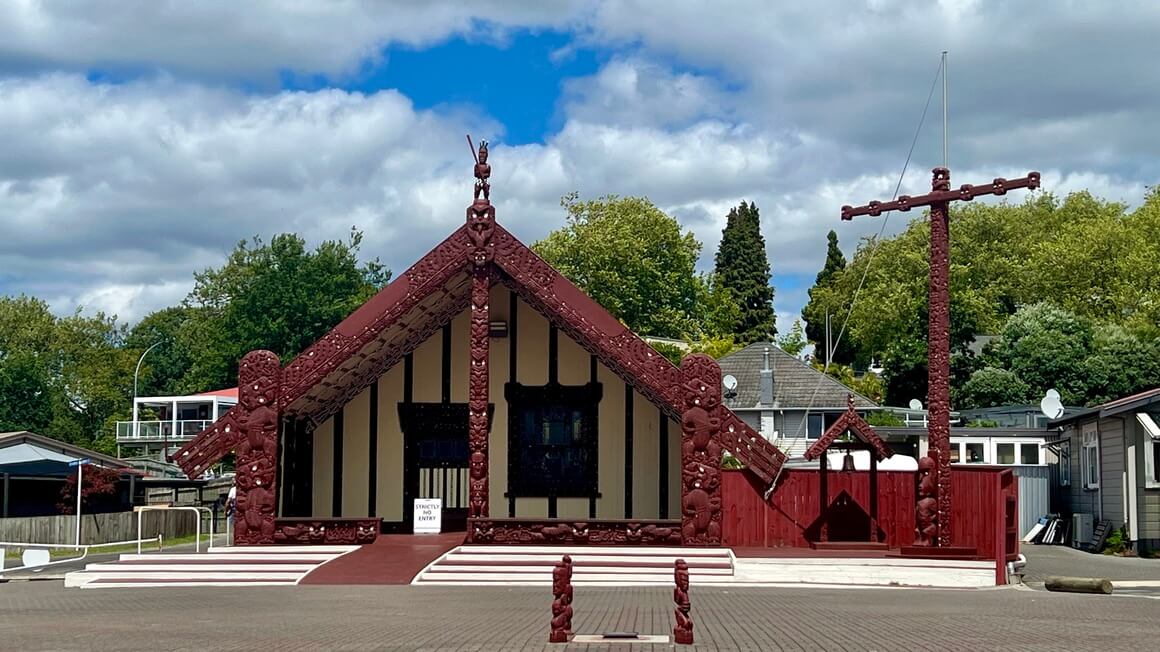 Maori Marae Tarimano Marae on Rotorua Lakefront, New Zealand