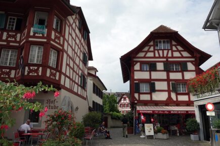 Traditional wooden cafes in Lucerne, Switzerland