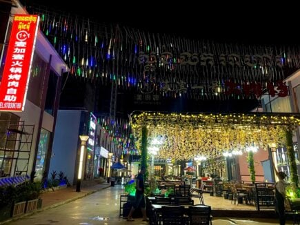 twinking lights at night in sihanoukville, cambodia